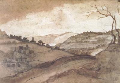 Claude Lorrain Landscape Pen drawing and wash (mk17) France oil painting art